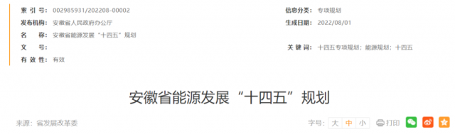 安徽：十四五新增風(fēng)電388萬千瓦、光伏1430萬千瓦