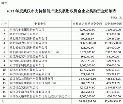 7500萬元 武漢公布?xì)淠墚a(chǎn)業(yè)扶持資金結(jié)果